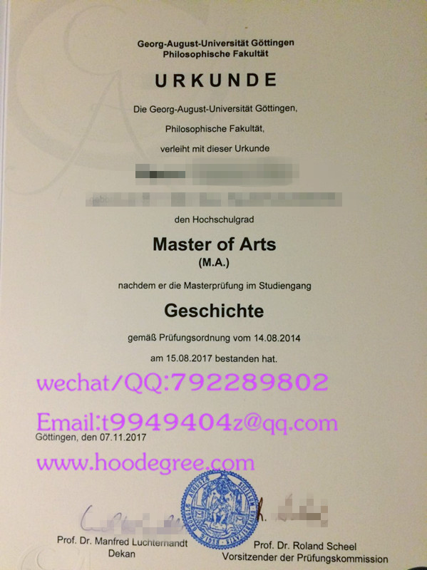 乔治-奥古斯都-哥廷根大学毕业证和成绩单Georg-August-University of Göttingen degree certificate